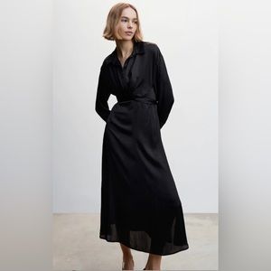 MGN MANGO wrap shirt dress / size S / black / NWT